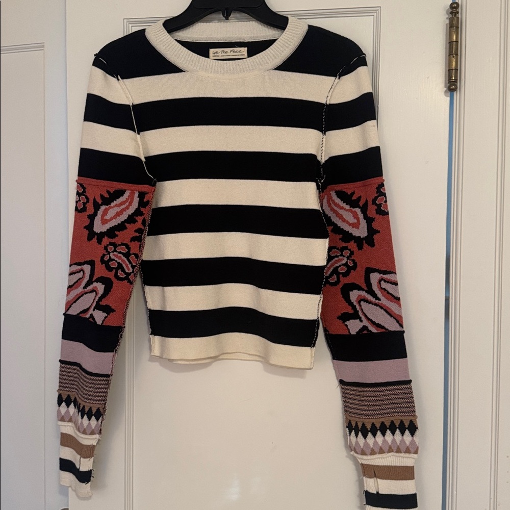 We The Free Black and White Striped Sweater